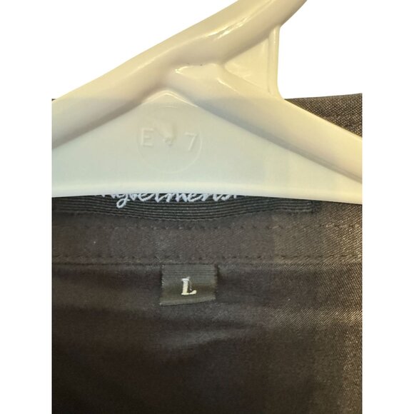 Tingbeimenshuo Mens Black Long Sleeve Shirt Gold Floral Design L - Picture 5 of 5